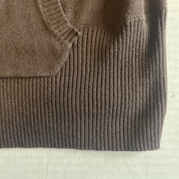 Cato Women’s XL Chocolate Brown Sweater Hood Kangaroo Pocket Cotton Blue Argyle - Picture 7 of 10